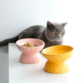 【宠物用品】-陶瓷猫碗保护颈椎斜口高脚狗狗猫粮碗猫咪食盆