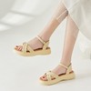 ZHR简约厚底凉鞋女2023夏季新款软底圆头超仙双带交织一字带凉鞋 商品缩略图1