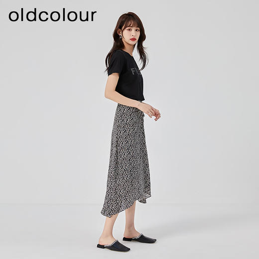 oldcolour2023夏季新款复古气质高腰显瘦A字碎花半身裙O22063236 商品图3