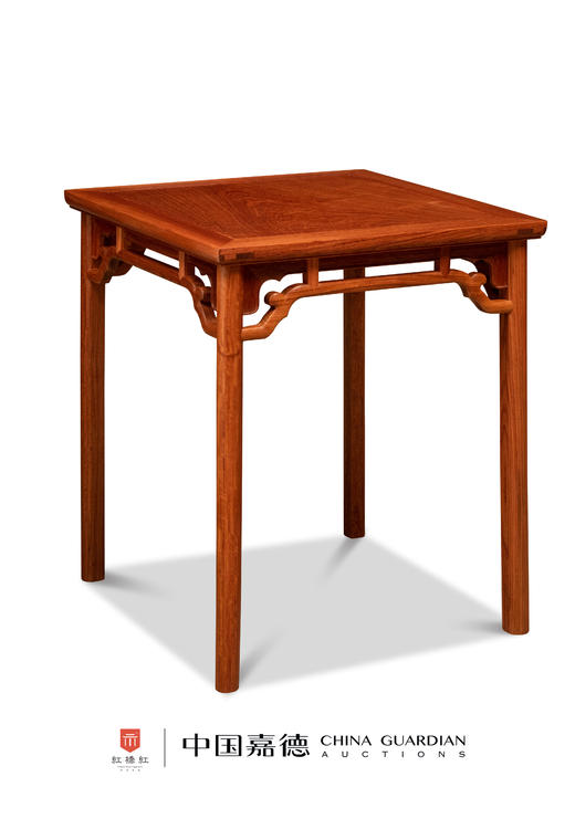 红桥红  家具严选  缅甸花梨（大果紫檀）【62 云纹罗锅枨 方桌】 商品图1