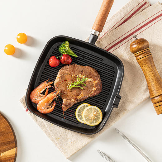 摩登主妇牛排煎锅平底锅家用不粘锅电磁炉牛扒专用煎盘不沾铸铁锅 商品图1
