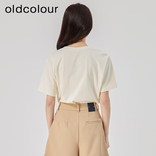 oldcolour2023夏新款纯棉时尚气质基础款印花宽松T恤女O23021336 商品图4