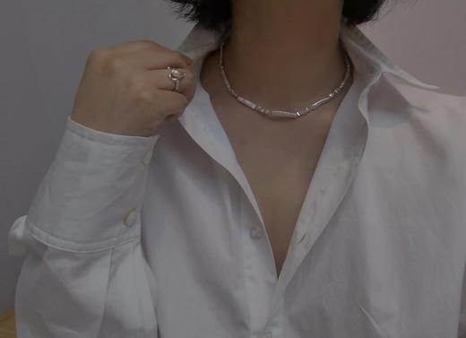 天然小银条巴洛克碎银子时尚项链 商品图3