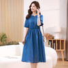 优雅修身，抽绳收腰显瘦棉麻风A字裙复古绣花连衣裙HR-WY85329 商品缩略图3