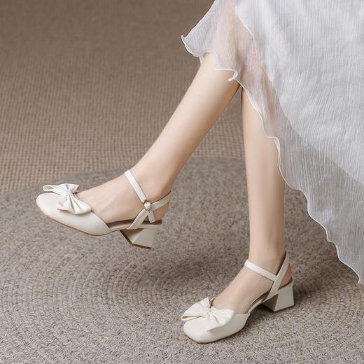 ZHR蝴蝶结包头凉鞋女2023新款夏季法式复古玛丽珍鞋一字扣带凉鞋 商品图2