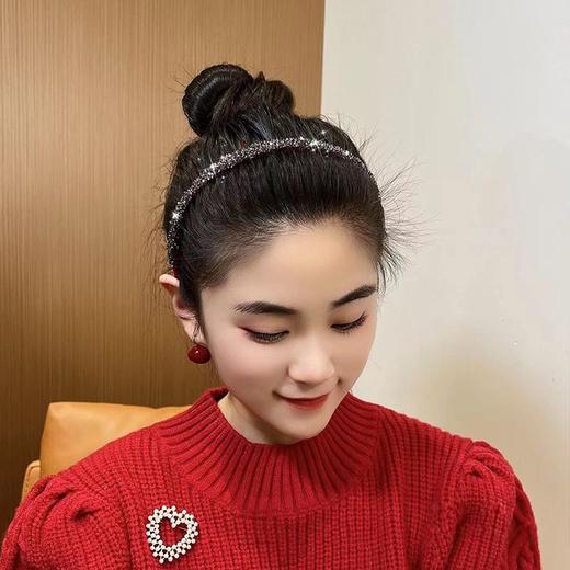 复古丝绒闪闪钻碎发发箍带齿防滑洗脸头箍刘海头箍发捆亚克力头饰 商品图2