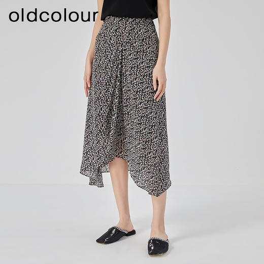 oldcolour2023夏季新款复古气质高腰显瘦A字碎花半身裙O22063236 商品图0