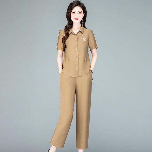 QYM I23A057-Y棉料两件套时尚妈妈装休闲套装宽松 商品图1