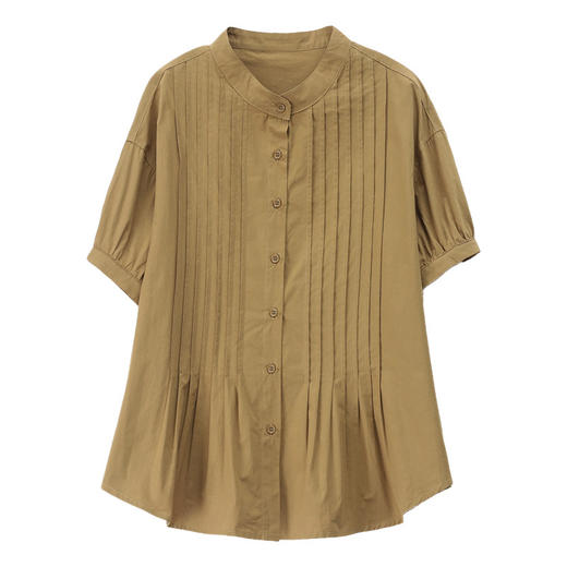 单排扣衬衣女，复古文艺宽松遮肉透气清凉时尚纯色小衫HR-WJ98099 商品图4