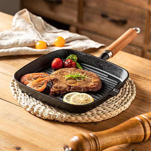 摩登主妇牛排煎锅平底锅家用不粘锅电磁炉牛扒专用煎盘不沾铸铁锅 商品图0