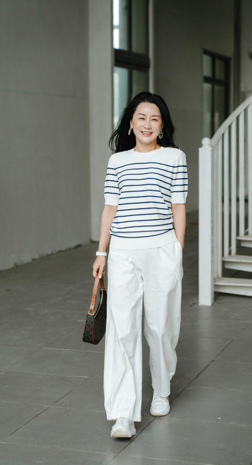 奇威【粘纤 84%】撞色条纹短袖T恤0DB05096 商品图4