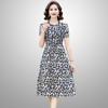 XH2094-2308 中年妈妈夏装时尚雪纺连衣裙遮肚新款中老年女夏季短袖碎花裙子薄 商品缩略图4