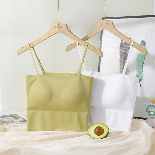 梦芭蒂裸感无痕百搭免穿文胸一体式女吊带背心细肩带美背南歌初晴 商品图3