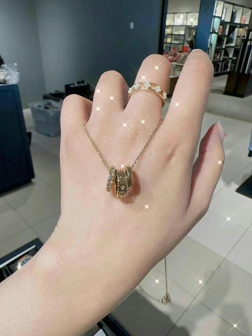 🇺🇸450包邮！银色、金色！coach新款Randell三环项链🥰✨设计太走心了！绝绝子呀💢环圈密镶水晶子超闪💫 商品图4