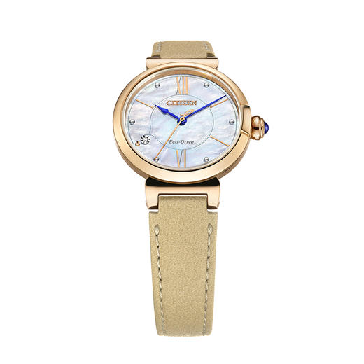 西铁城/小铃花贝母盘光动能花语风吟皮带女表EM1073-18D 商品图9