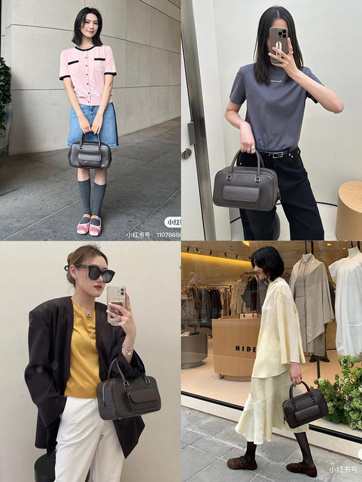 HIDEMI 牛皮口袋波士顿包 商品图1