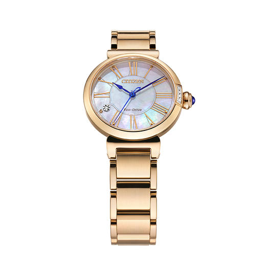 西铁城/CITIZEN小铃花贝母盘光动能花语风吟钢带时尚女表EM1063-89D 商品图2
