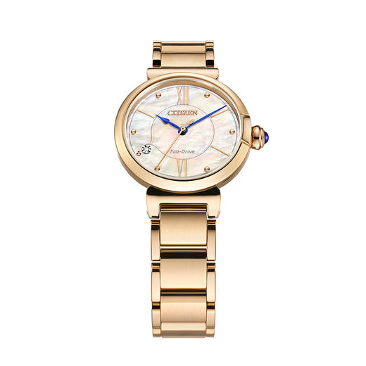 西铁城/CITIZEN小铃花贝母盘光动能花语风吟钢带女表EM1073-85Y 商品图2