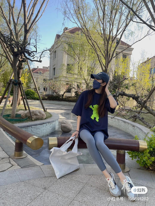 We11done23春夏超大版型有机棉泰迪印花T恤/海军蓝 商品图4