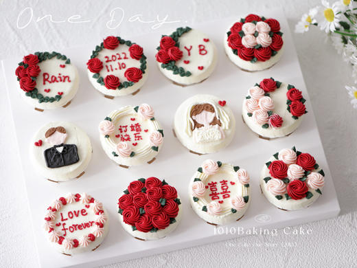 「喜乐有分享，共度日月长」纪念日cupcake·12个装/盒」手绘蛋糕·北海道配方有内馅·100%动物奶油（提前4天预订） 商品图4