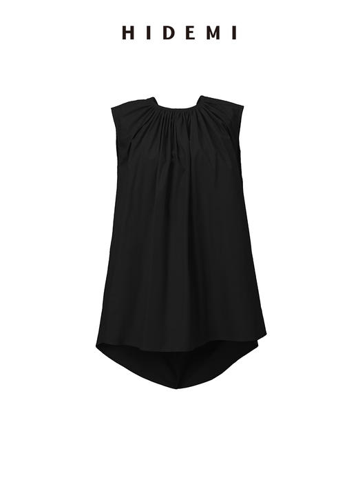 HIDEMI 抽绳立体褶皱设计感前后两穿式连衣裙上衣 阳光橙/黑色 商品图14