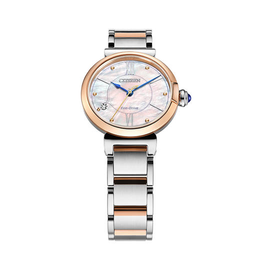 西铁城/CITIZEN小铃花贝母盘光动能花语风吟钢带女表EM1074-82D 商品图2