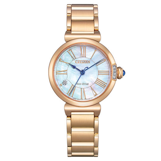 西铁城/CITIZEN小铃花贝母盘光动能花语风吟钢带时尚女表EM1063-89D 商品图4