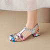 时尚减龄，青春撞色编织粗跟凉鞋NJMK-K589 商品缩略图8