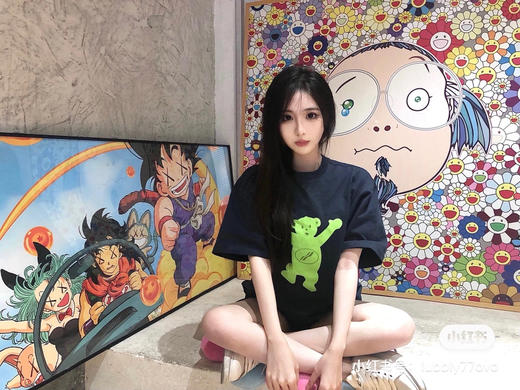 We11done23春夏超大版型有机棉泰迪印花T恤/海军蓝 商品图1