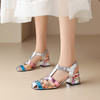 时尚减龄，青春撞色编织粗跟凉鞋NJMK-K589 商品缩略图0