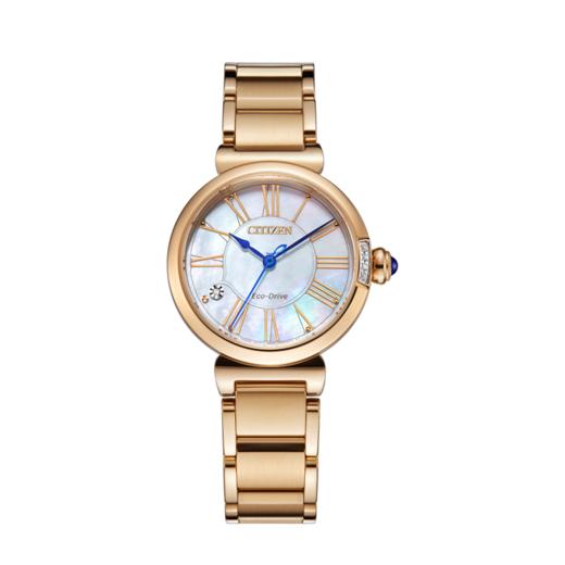 西铁城/CITIZEN小铃花贝母盘光动能花语风吟钢带时尚女表EM1063-89D 商品图1