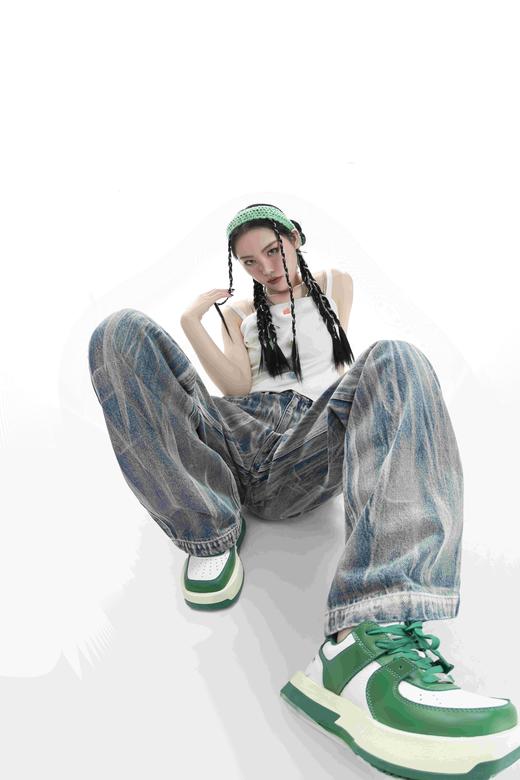 花色水洗牛仔长裤 商品图3