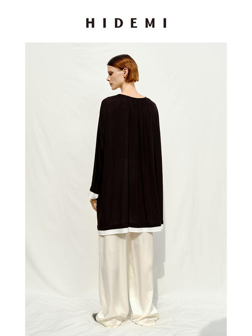 HIDEMI 假两件拼接慵懒针织极简廓形薄款上衣 商品图9