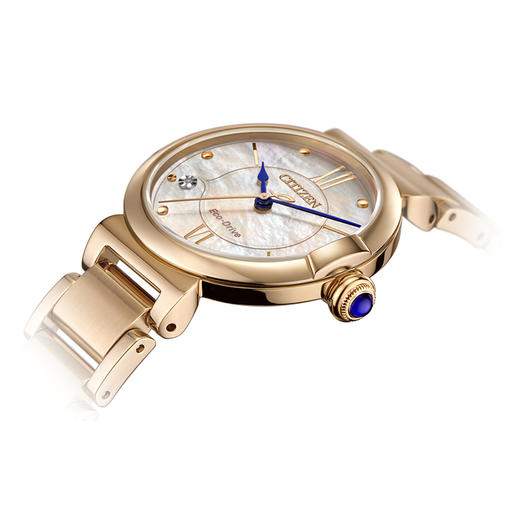 西铁城/CITIZEN小铃花贝母盘光动能花语风吟钢带女表EM1073-85Y 商品图4