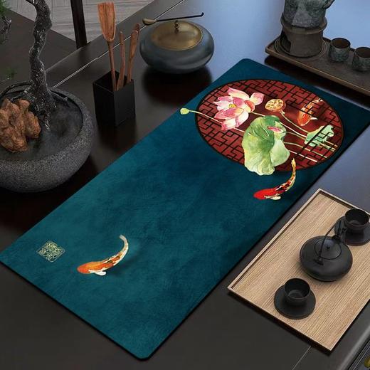 新中式吸水茶巾茶席桌布茶杯茶桌垫桌旗隔热垫长条茶几布茶具桌垫 商品图0