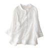 CY8519文艺棉麻女装衬衫春夏高支细麻宽松小衫镂空轻薄款清凉上衣 商品缩略图4