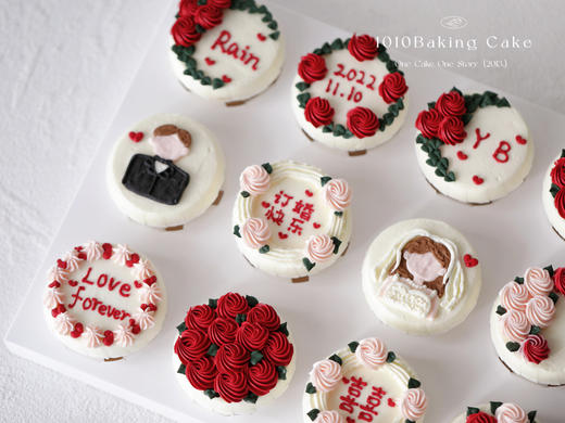 「喜乐有分享，共度日月长」纪念日cupcake·12个装/盒」手绘蛋糕·北海道配方有内馅·100%动物奶油（提前4天预订） 商品图6