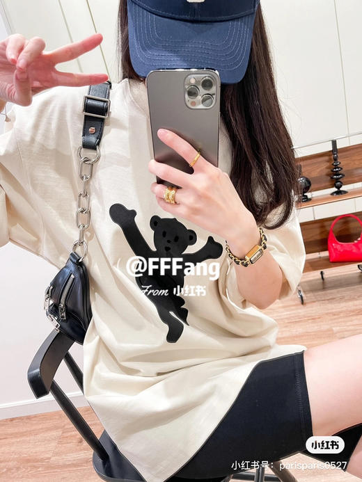 We11done23春夏超大版型有机棉泰迪印花T恤/象牙白 商品图4