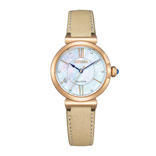 西铁城/小铃花贝母盘光动能花语风吟皮带女表EM1073-18D 商品图1