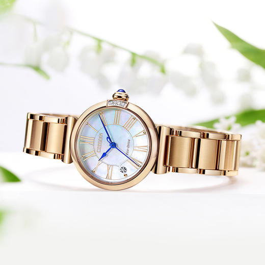 西铁城/CITIZEN小铃花贝母盘光动能花语风吟钢带时尚女表EM1063-89D 商品图9