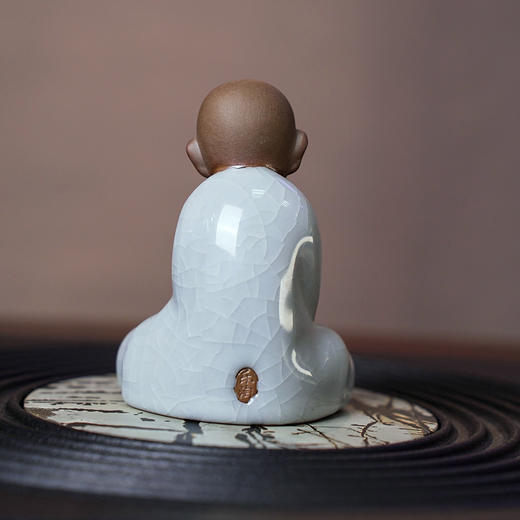 成艺 小和尚茶宠 哥窑汝窑可养小茶宠茶台桌摆件 个性创意茶玩 茶馆软装小饰品 商品图2