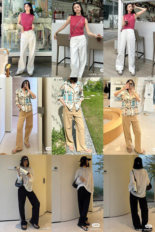 HIDEMI “天王裤”柔软水洗牛仔棉中低腰阔腿牛仔裤 白色/黑色/芝麻色 商品图1