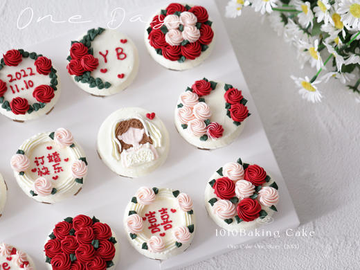 「喜乐有分享，共度日月长」纪念日cupcake·12个装/盒」手绘蛋糕·北海道配方有内馅·100%动物奶油（提前4天预订） 商品图5