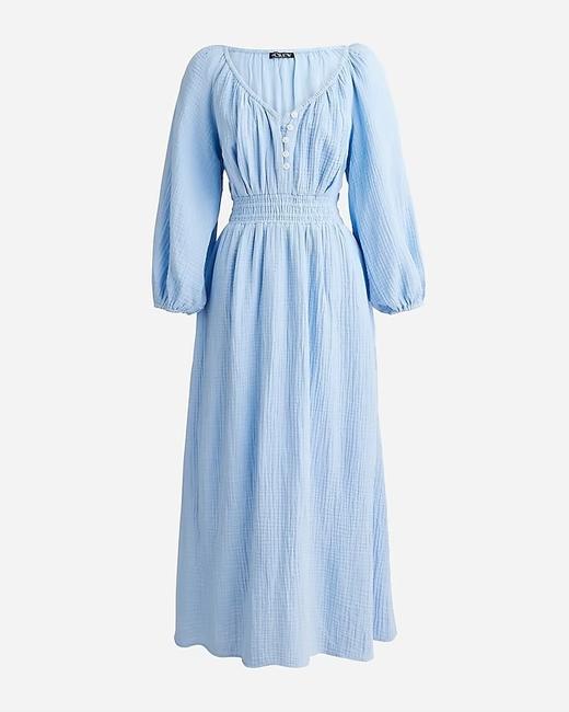 捡漏￥330！Jcrew 轻奢品牌 女士度假风👒长裙连衣裙 领口较低 100%全棉，云朵般的柔纱质感，飘逸浪漫，偏大一号 商品图0