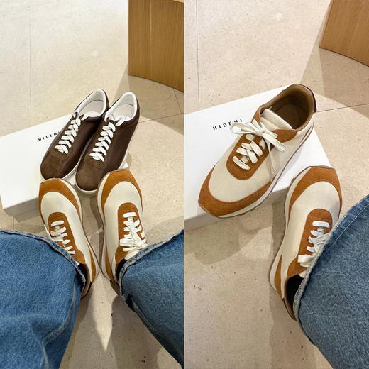 HIDEMI 极简小羊皮拼接boy sneaker 小男孩球鞋 商品图1