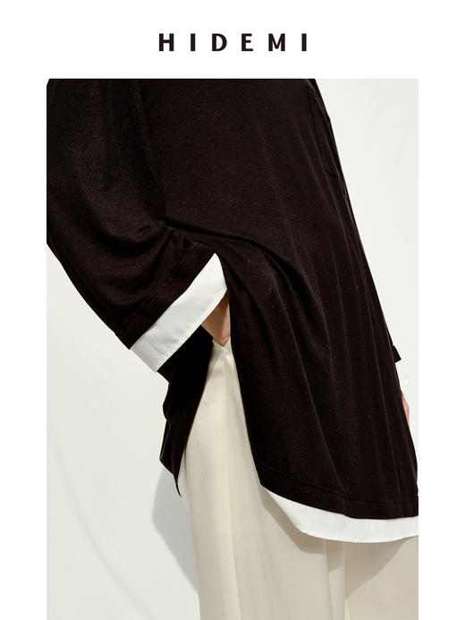 HIDEMI 假两件拼接慵懒针织极简廓形薄款上衣 商品图8