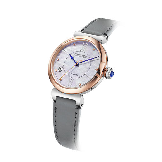 西铁城/小铃花贝母盘光动能花语风吟皮带女表EM1074-15D 商品图3