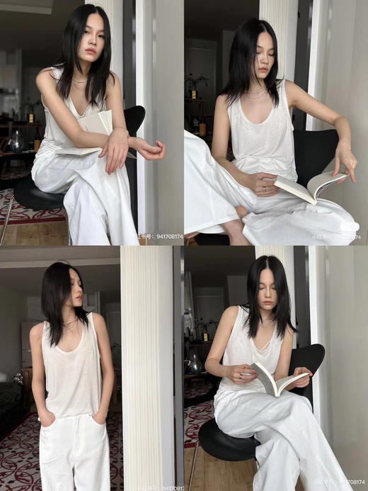 HIDEMI “天王裤”柔软水洗牛仔棉中低腰阔腿牛仔裤 白色/黑色/芝麻色 商品图2