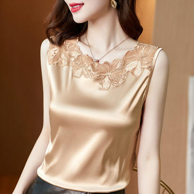 花边V领吊带背心宽肩无袖打底衫宽松上衣KQL-E001M3916 商品图3