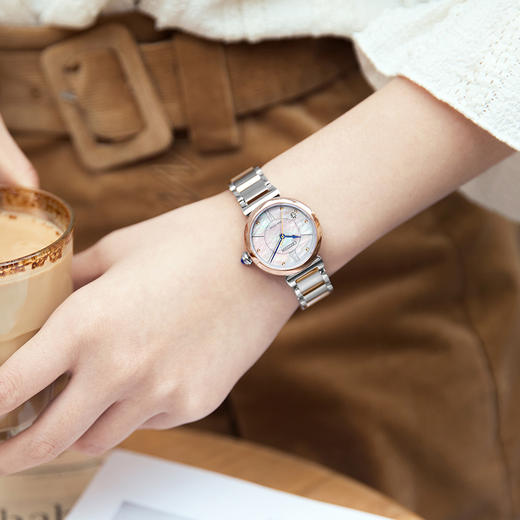 西铁城/CITIZEN小铃花贝母盘光动能花语风吟钢带女表EM1074-82D 商品图7